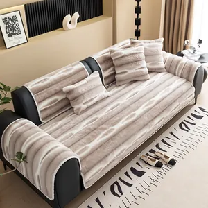 Copridivano invernale in peluche con motivo a goccia in sfumature beige e marrone