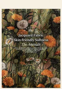 Dettaglio del tessuto jacquard per cuscino da sedia con fiori arancioni e trama fitta