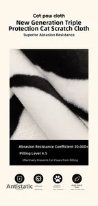 Macro detail of zebra pattern plush sofa cover with anti-scratch and wear-resistant fabric