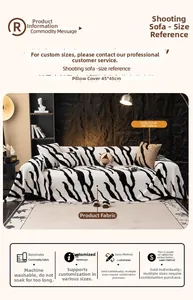 Detailed texture of zebra print faux rabbit fur sofa throw cover and matching pillowcase