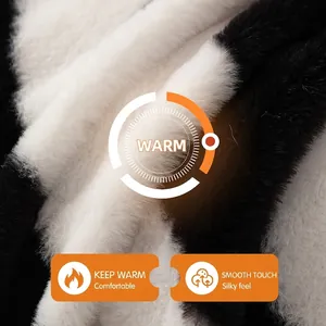 Plush faux rabbit fur sofa throw with black and white zebra pattern for winter warmth