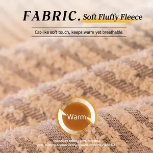 Premium thickened beige plush sofa cushion cover with anti-slip texture and soft fabric