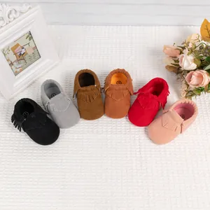 Mocassins Classiques avec Glands pour Bébé Fille Garçon Semelle Souple Similicuir Chaussures de Premier Pas Bottines de Marche Décontractées