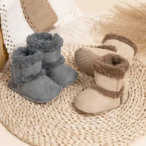 Bottes d'Hiver pour Bébé Simili Daim Doublées de Fausse Fourrure Chaudes Chaussures Premier Pas Antidérapantes