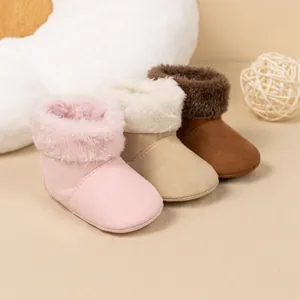 Baby Winter Snow Boots Soft Sole Warm Plush Lining Infant Prewalker Shoes With Velcro For Newborn Toddlers 0-18 Months