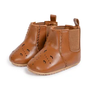 Infant Girls Hollow Out Floral Baby Walker Boots Artificial PU Leather Non Slip Rubber Sole Soft Casual Outdoor First Walker Shoes