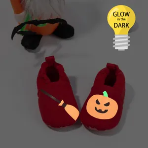 Luminous Halloween baby shoes with glow-in-the-dark pumpkin and wizard patterns