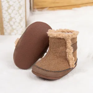 Botas de nieve marrones para bebé con forro polar cálido y suelas antideslizantes