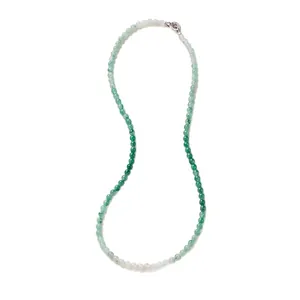 Elegante collar de cuentas de jade africano 8mm con degradado natural y cierre de plata
