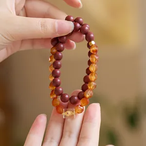 Doppellagiges Armband im neuen chinesischen Stil mit Achat- und Zinnoberperlen