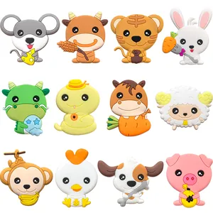 12er-Set niedliche Cartoon-Zodiac-Kühlschrankmagnete aus PVC mit bunten Tierdesigns
