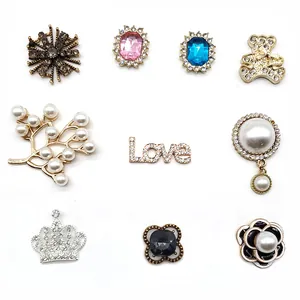 DIY crystal shoe charms set with gems, pearls, and bear designs for clog decoration