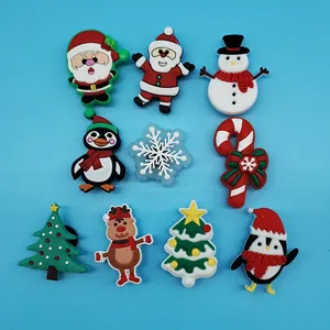 Christmas Theme PVC Shoe Charms For Clogs Cartoon Santa Claus Snowman Reindeer Christmas Tree Shoe Decoration Accessories