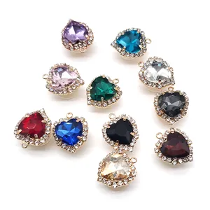 Sparkling crystal heart charms for clog shoes with rhinestone borders in various colors