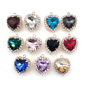 Sparkling crystal heart charms with rhinestone trim for clog shoe DIY decorations