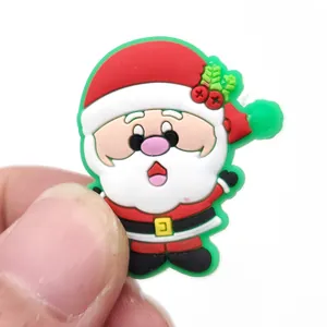 Cute Santa Claus PVC shoe charm for clogs with green hat and 3D embossed detail