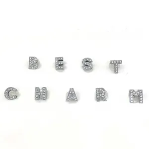 Sparkling crystal rhinestone letter shoe charms set BEST CHARM for clog sandals