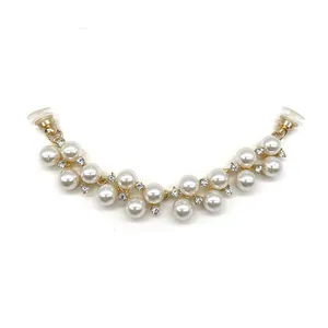 Sparkling rhinestone and faux pearl double chain charm for Croc footwear decoration