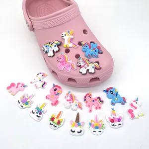 18-piece cute unicorn PVC shoe charms set for garden clogs decoration DIY accessories