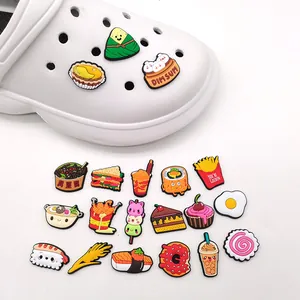 Cute food PVC shoe charms set featuring dim sum and sushi for garden clogs