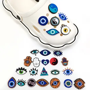 Evil Eye en Hamsa hand schoenbedeltjes set, decoratieve DIY verwijderbare accessoires