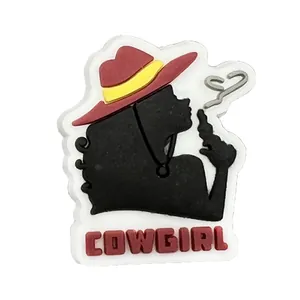 Charm per scarpe cowgirl con cappello rosso per decorazione di sandali e scarpe clogs