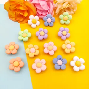 Resin Flower Shoe Charms For Clogs Sandals PVC Five Petal Floral Buckle DIY Garden Shoe Decorations Accessories For Kids Adults