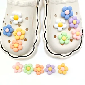 Colorful resin flower shoe charms set for DIY clogs with macaron floral decorations