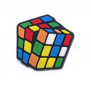 3D colorful cube shoe charm for clog sandals featuring vibrant colors and DIY design