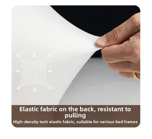 Detail of high-density stretch fabric on bed headboard cover with durable elastic texture