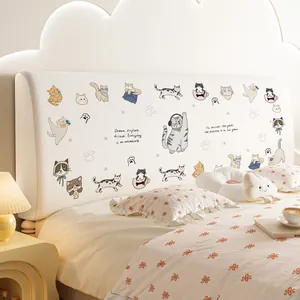 Cartoon Cat Dog Print Bed Headboard Cover Full Wrap Elastic Protective Dust Cover For Bedroom Decor Home Textile