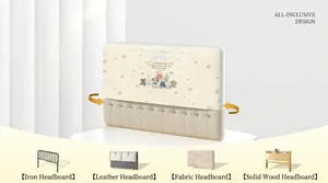 Universal elastic headboard cover with cute dog pattern for all-around protection