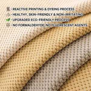 Thick corduroy sofa cover with premium bubble texture in neutral beige and yellow tones