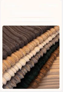 Macro view of thick flannel sofa cover fabric with ribbed texture and eco-friendly dyeing