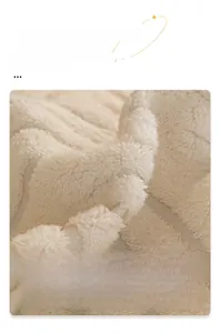 Macro shot of cream-colored plush sofa cover fabric with 3D wavy texture and high density