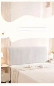 Detailed view of thickened polar fleece headboard cover with vertical ribbed texture