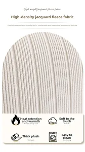 Macro view of beige jacquard fleece headboard cover fabric with vertical stripe texture