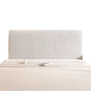 Cream knit headboard cover with vertical stripe texture for modern bedroom decor