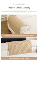 Close-up of quilted non-slip sofa armrest and backrest covers with diamond stitching