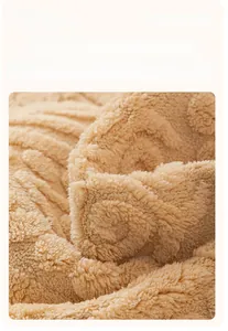 Detailed close-up of cream-colored thick shumei velvet sofa cover with soft wave texture