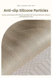 Detail of chenille sofa cover showing anti-slip silicone particles and high elasticity fabric