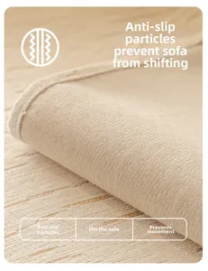 Detail of chenille sofa cushion showing anti-slip dotted backing and woven fabric texture