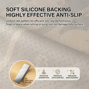 Non-slip chenille sofa cover with soft silicone granules for secure grip and protection