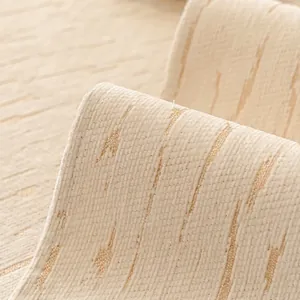 Italian style chenille sofa cover with fringed edges and beige textured stripe pattern