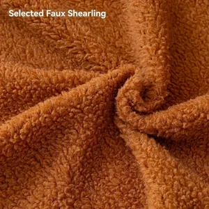 Housse de canapé en polaire sherpa marron caramel avec texture douce et épaisse