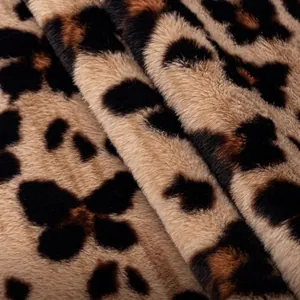 Plush leopard print sofa cover with high-density faux fur and non-slip back texture