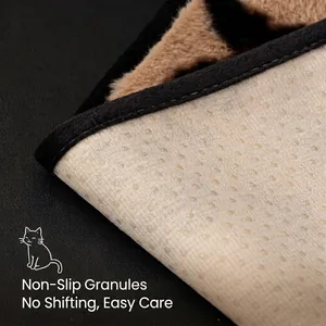 Vintage plush anti-slip sofa cover with brown animal pattern and textured grip base