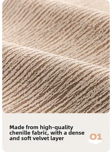 Close-up of thick chenille fabric with woven stripes for non-slip sofa covers