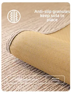 Close-up of non-slip silicone backing and striped texture on the beige sofa cushion cover