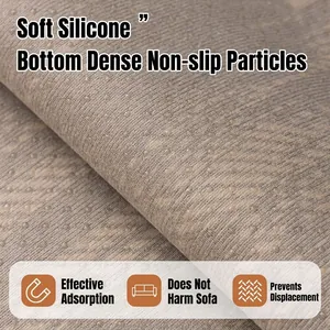 Irregular chenille sofa cover with non-slip silicone backing and woven texture